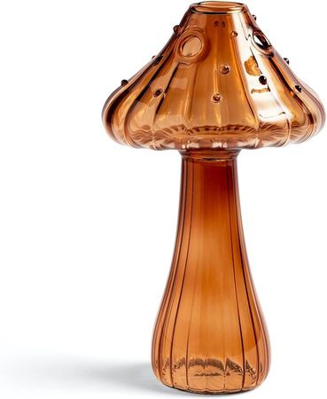 Amazon.com: Hafhef Decorative Mushroom Vase, Delicate Flower Vase, Cottagecore Room Decor, Unique Brown Glass Vase for Home/Kitchen/Office Decorations : Home & Kitchen