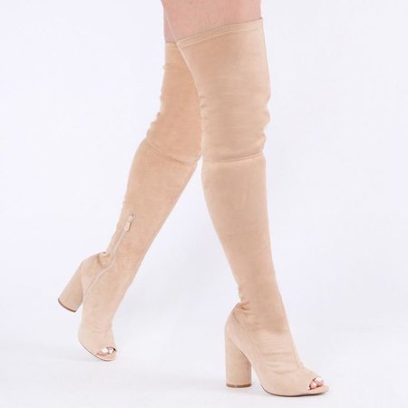 Public Desire Shoes | Nude Suede Thigh High Boots | Poshmark