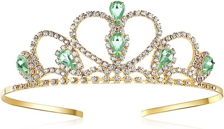 Amazon.com: Lovelyshop Green Gems Rhinestone Gold Tiara for Little Kid Big Kid Prom Birthday Prinecess Crown : Clothing, Shoes & Jewelry