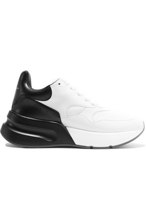 Alexander McQueen | Two-tone leather exaggerated-sole sneakers | NET-A-PORTER.COM