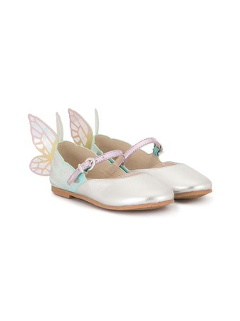 Shop silver & metallic Sophia Webster Mini butterfly detail ballerinas with Express Delivery - Farfetch