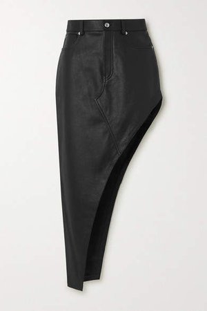 Asymmetric Leather Skirt - Black