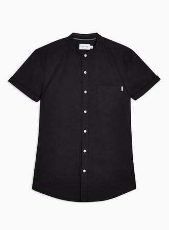 Black Short Sleeve Stretch Skinny Oxford Shirt | Topman