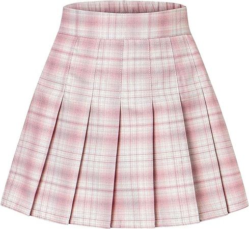 Amazon.com: Womens School Uniform Cosplay Costume Plaid Pleated Short Skirt, Pink Plaid, US M = Tag L : Clothing, Shoes & Jewelry