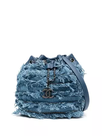 Chanel CHANEL Pre-Owned 2014-2015 Fringed Denim Bucket Bag - Farfetch