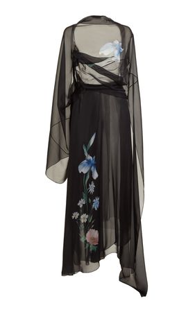 Draped Iris-Printed Silk Maxi Dress By Givenchy | Moda Operandi