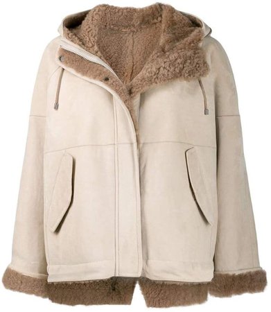 hooded shearling jacket