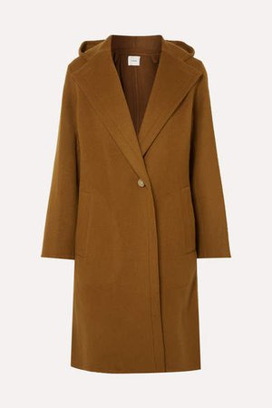 Hooded Wool-blend Coat - Brown