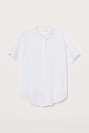 Short-sleeved Cotton Shirt - White