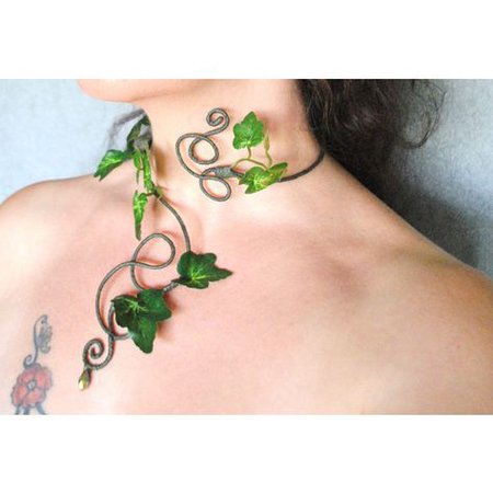 Poison ivy necklace neck cuff choker green leaves nature goddess tree... (2,720 INR) ❤ liked on Polyvore featuring jewelry, necklace… | Fashion N Style | Pinte…