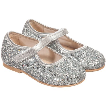 Manuela de Juan - Girls Silver Glitter Shoes | Childrensalon