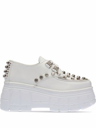 Shop Miu Miu studded low-top platform sneakers with Express Delivery - FARFETCH