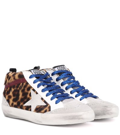 Mid Star leopard calf hair sneakers