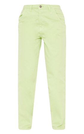 Lime Zip Hem Wide Leg Jeans | Denim | PrettyLittleThing USA