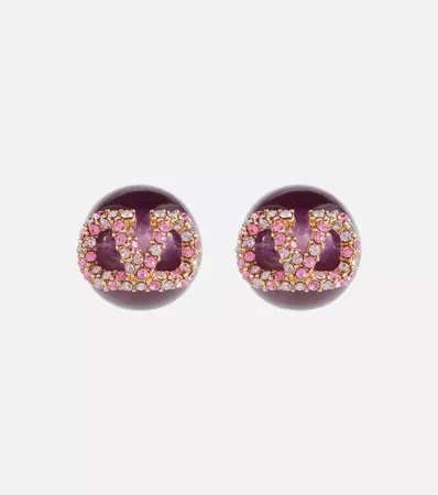 Valentino - VLogo crystal-embellished earrings | Mytheresa