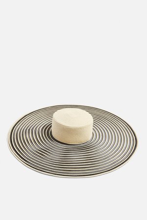 Monochrome Oversized Stripe Straw Hat | Topshop