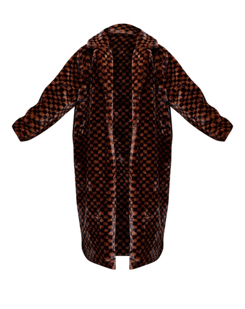 PLT Checkered Fur Coat