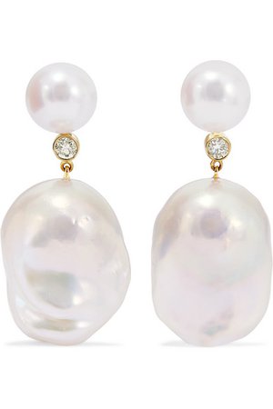 Sophie Bille Brahe | Venus 14-karat gold, diamond and pearl earrings | NET-A-PORTER.COM