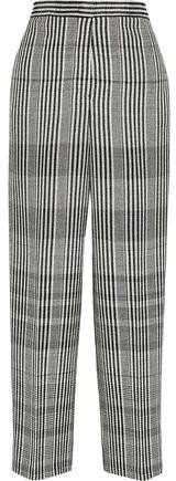 Cropped Checked Wool-blend Wide-leg Pants