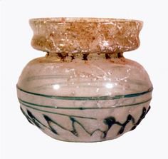 Roman Light Green Glass Jar - G.0048 Origin: Mt. Scopus, Jerusalem