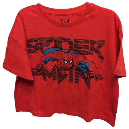 Crop Top Shirts Officially Licensed Womens Marvel Spider-Man Crop Top