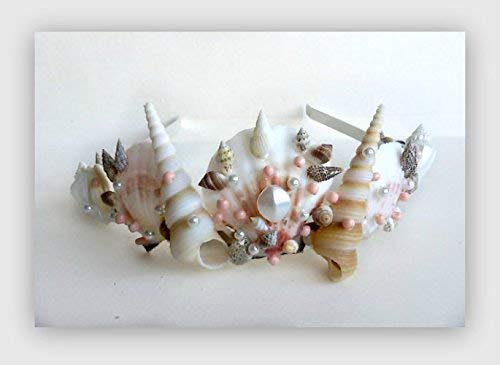 Seashell crown, natural colors beige and pink, costume Ariel, Beach wedding Hair Accessories
