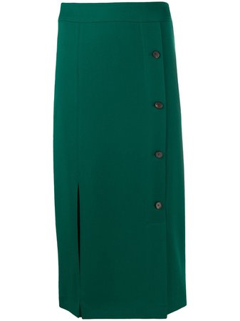 Shop green Victoria Victoria Beckham button-front pencil skirt with Express Delivery - Farfetch