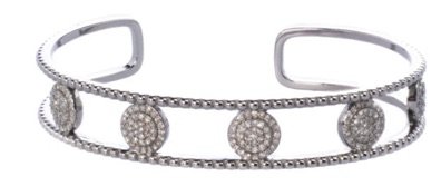 Silver Diamond Circle Cuff Bracelet