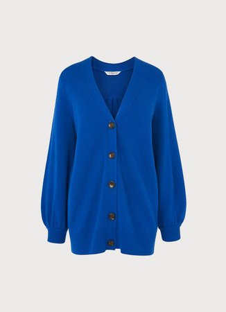 Rosa Blue Merino Wool-Blend Oversized Cardigan | Clothing | L.K.Bennett