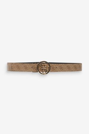 Guess Brown khaki emblem ornate print fancy bold  Zadie Reversible Logo Belt from the Next UK online shop