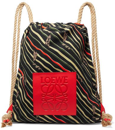 Paula's Ibiza Yago Leather-trimmed Printed Cotton-canvas Backpack - Black