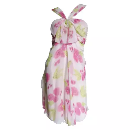 John Galliano for Christian Dior Pink Silk Flower Dress For Sale at 1stDibs
