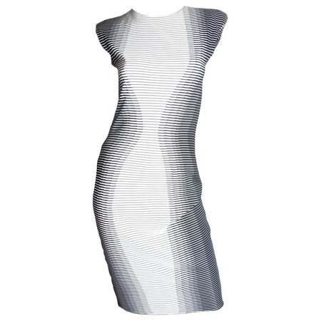 Alexander McQueen 2009 Optical Illusion Striped Dress Runway For Sale at 1stdibs
