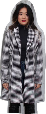 Tala Haddad houndstooth coat with leather piping