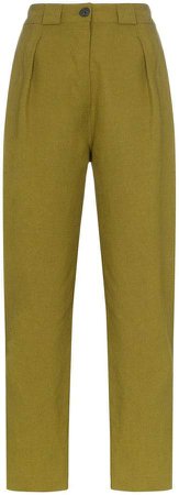 Jade high-waisted straight leg linen trousers