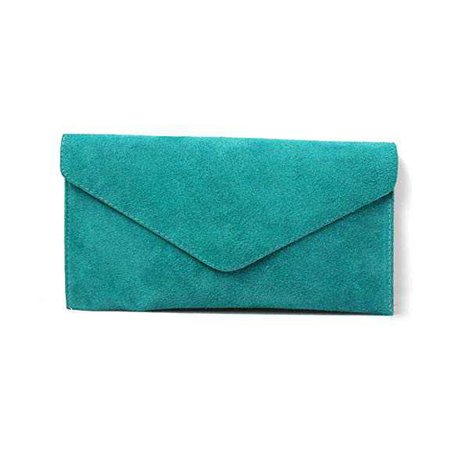 Women's Turquoise Suede Envelope Evening Clutch Bag: Handbags: Amazon.com