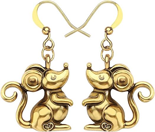 Amazon.com: WEVENI Alloy Cute Mouse Earrings Rat Dangle Drop for Women Girls Fashion Jewelry Tiny Antique Charms (Gold): Clothing, Shoes & Jewelry