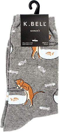 K. Bell Socks Women's Cool Cats Fun Novelty Casual Crew Socks at Amazon Women’s Clothing store
