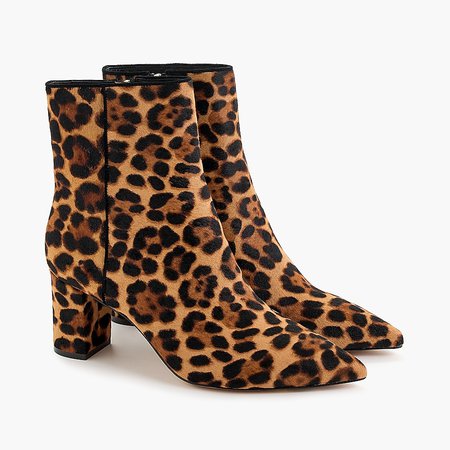 J.Crew: Pointed-toe Sadie Boots In Leopard Calf Hair For Women