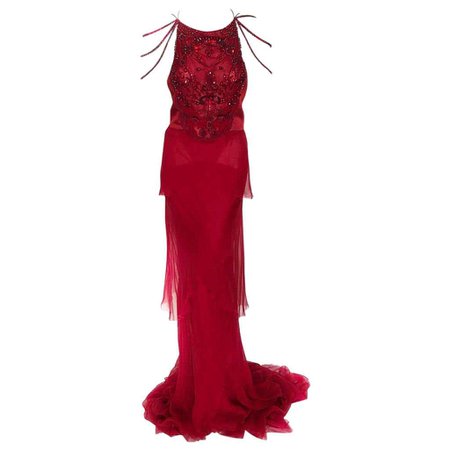 Alberta Ferretti heavily embellished gown For Sale at 1stDibs