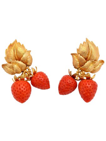 golden strawberry earrings