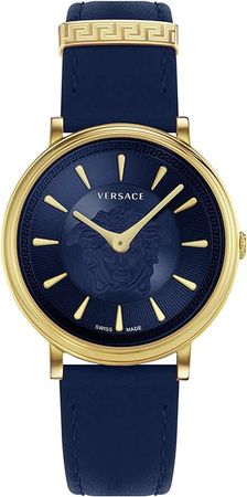 Amazon.com: Versace Womens Gold Tone Swiss Made Watch. V-Circle Medusa Collection. High Fashion Adjustable Gold Bracelet. Featuring Medusa Head Icon Embedded on Blue Dial. : Clothing, Shoes & Jewelry