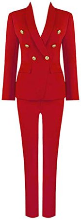 Amazon.com: UONBOX Women's 2 Pieces Office Suits Slim Fit Blazer Jacket Pants Suit Set: Clothing
