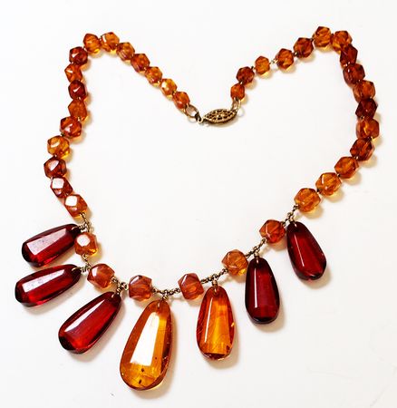 Dominican amber faceted bead necklace that dates from the 1970s