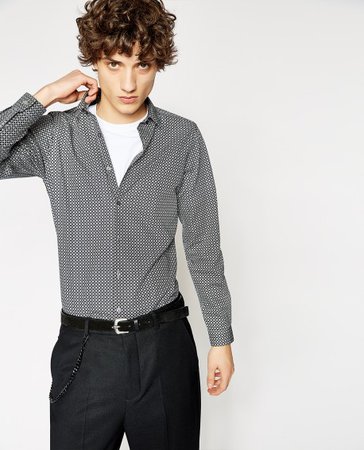 Kooples: SILVER GEMS GREY SHIRT WITH CLASSIC COLLAR