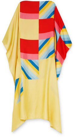 Louisa Parris - Apollo Printed Silk-twill Dress - Yellow