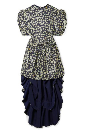 Preen by Thornton Bregazzi | Sammie asymmetric satin-trimmed printed silk-blend jacquard mini dress | NET-A-PORTER.COM