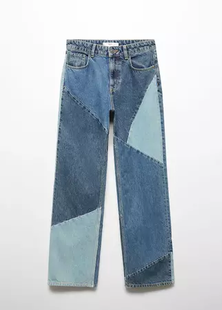 Straight patchwork jeans - Woman | Mango Greece