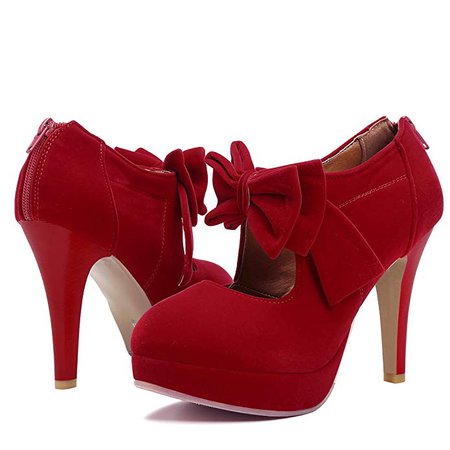 Amazon.com | Fashion Vintage Womens Small Bowtie Platform Pumps Ladies Sexy High Heeled Shoes, Black, 6 B(M) US | Pumps