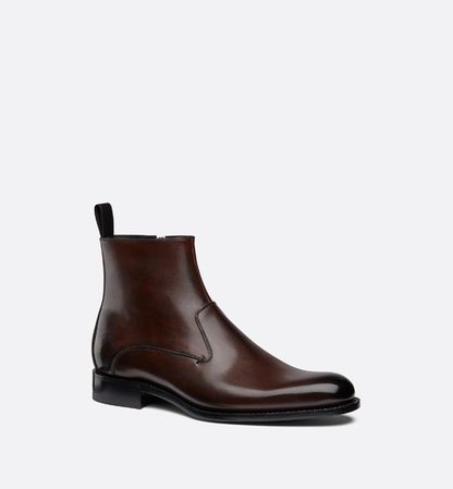 Ankle boot in brown patina calfskin - Shoes - Men's Fashion | DIOR